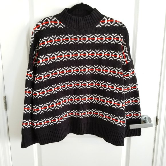 Simons | Abstract pattern oversized knit sweater S/P - Picture 2 of 11